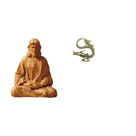 Heart of Jesus Statue Catholic Figurine Brass Artwork Tea Pet Collectible for Home Office Desk Decoration