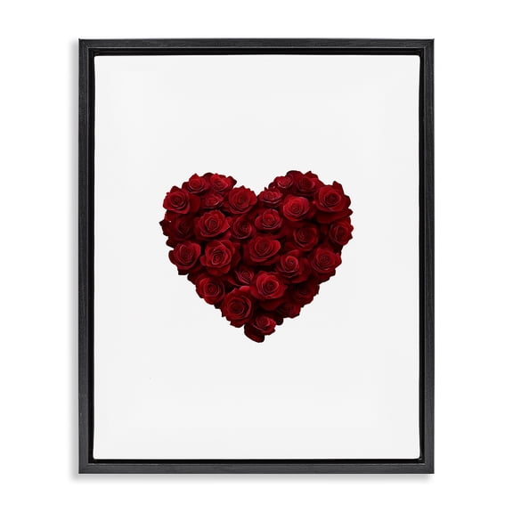Stupell Industries Heart of Roses Bouquet Black Framed Floater Canvas Wall Art, design by Christine Simpson Art