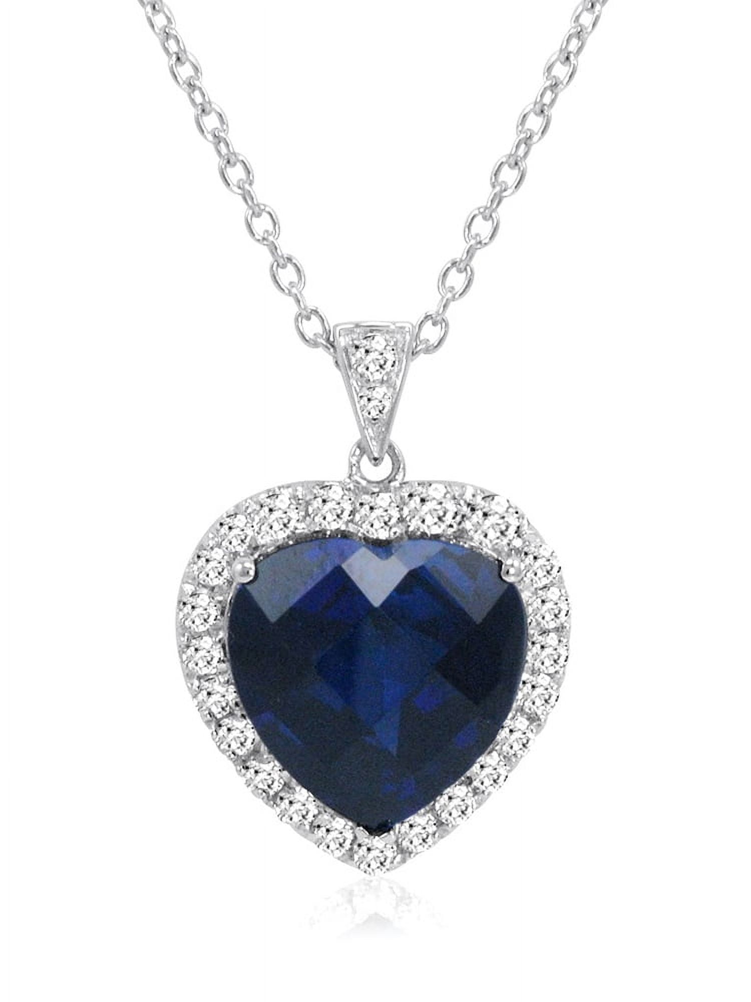 Heart of The Ocean Created 12ct TW  Blue and White Sapphire Necklace