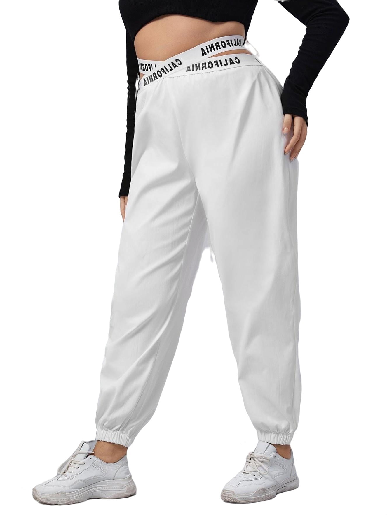 Heart print White Plus Size Sweatpants (Women's)