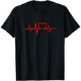 thumbnail image 1 of Heart, pulse, heartbeat, love, I love you, Valentine's Day T-ShirtMen and women, Black T-shirt, size: Extra large, 1 of 4