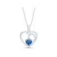 thumbnail image 1 of Heart shape Simulated Amethyst & Round Shape Natural Diamond Accent Heart Framed Pendant Necklace In 14K White Gold Over Sterling Silver (0.03 cttw I-J Color I2-I3 Clarity) With 18" Chain, 1 of 6