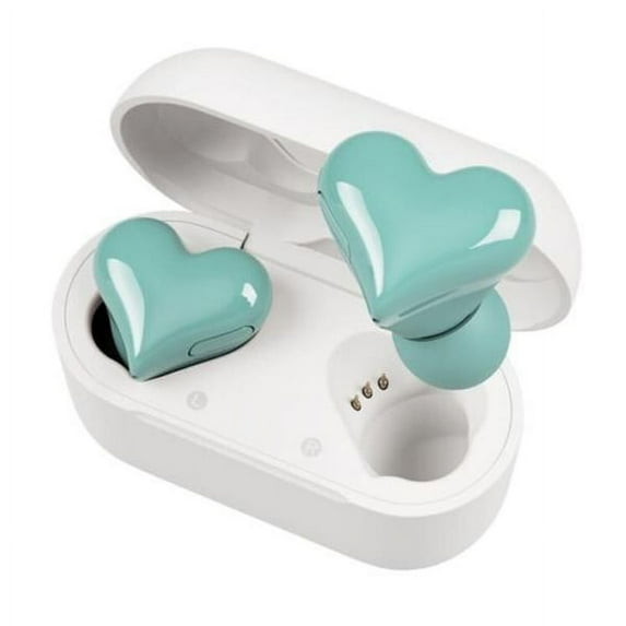 Heart-shaped Bluetooth Headset,In-Ear Waterproof Wireless Bluetooth Noise Cancelling Headset,Good Gift for Women,Headset for iPhone/Android Smartphone,Green