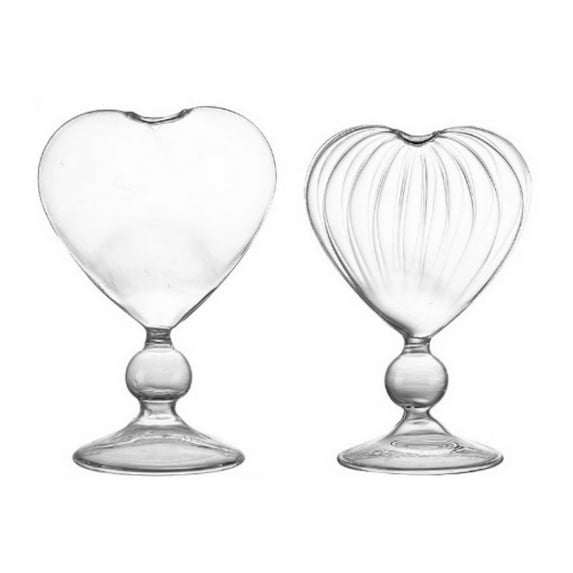 Heart-shaped Cocktail Glasses Clear Wine Glasses Beverage Juice Glass,2 Pcs 10.5 Ounce Barware Glassware with Straws for Party Wedding