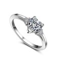 thumbnail image 1 of Heart Shaped Vintage Ring Diamond Zircon Silver Plated Copper White Gold Plated Anniversary Gift For You Today, 1 of 5