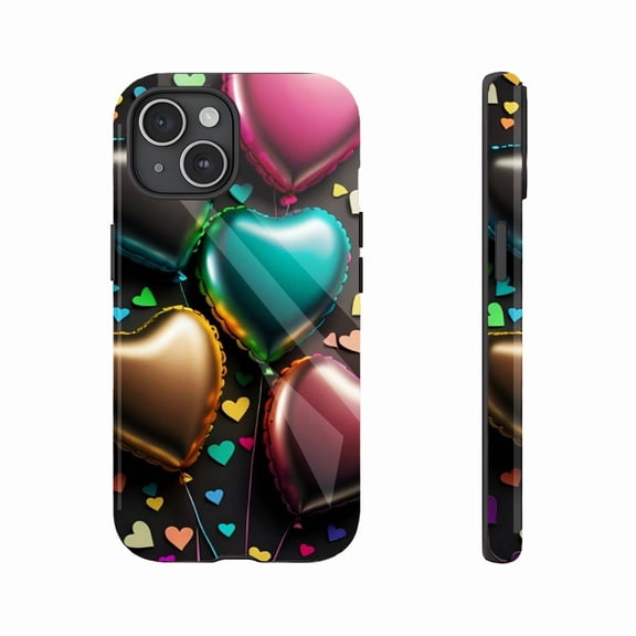 Heart - shaped Foil Balloon Heart Design iPhone Case Valentine's Day Gift for Couples Lovers Compatible with iPhone 11/12/13/14/15/16 (Pro Max/Plus)