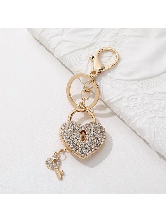 Heart-shaped Lock Car Keychain, Creative and Fashionable Heart-shaped Bag Pendant, Holiday Gift, Sparkling Design, Ideal Holiday Gift for Family and Friendsan'or Valentine’s Day Gift