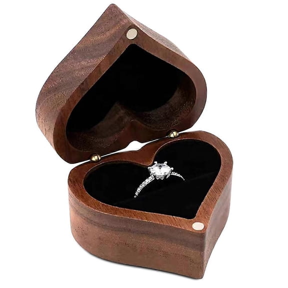 Heart-shaped Ring Box Wooden Ring Jewelry Box,D