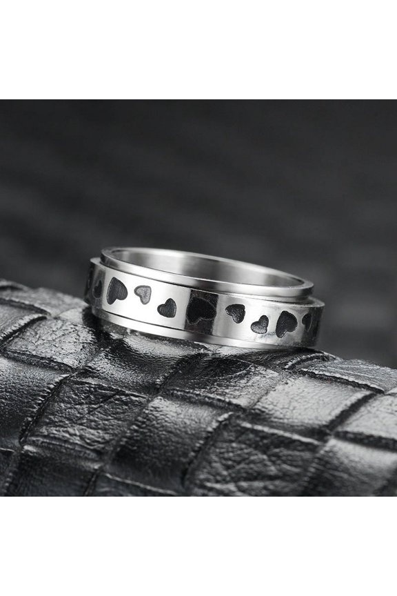 Heart-shaped Rotatable Titanium Steel Ring For Men