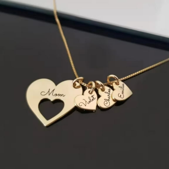 Heart-shaped Stainless Steel Engraved Name Necklace