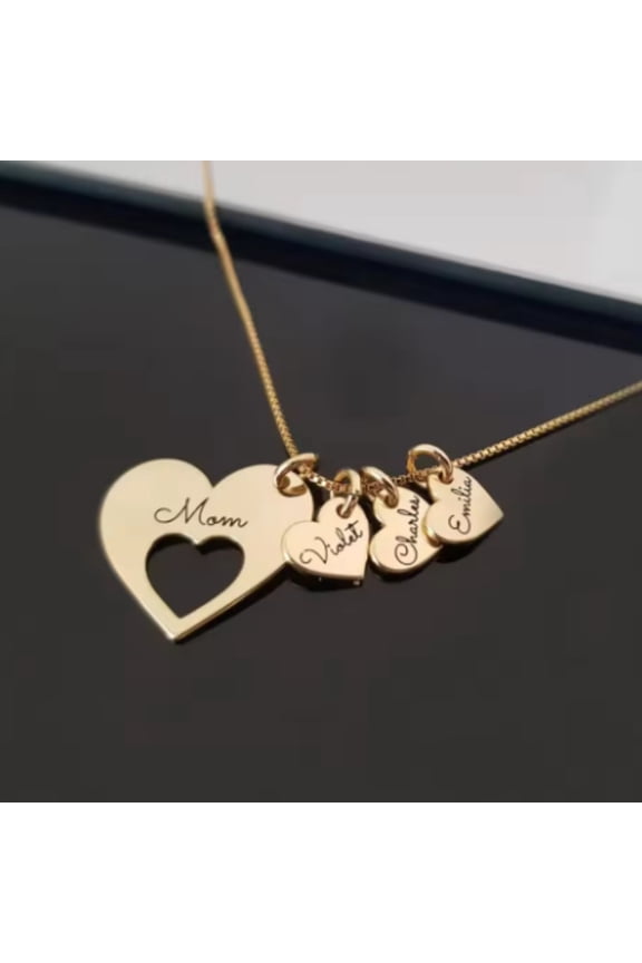 Heart-shaped Stainless Steel Engraved Name Necklace