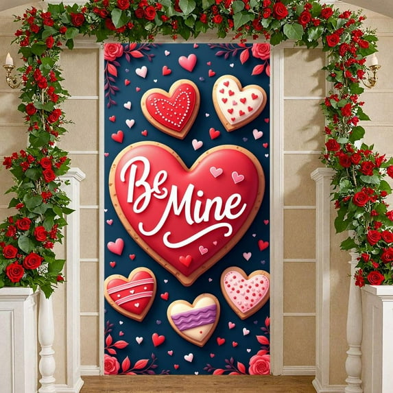 Heart-shaped Valentine Banner Red Pink Love Display Sweet Design Colorful Hearts Heart Backdrop for Valentine's Day Party Romantic Date Anniversary Celebration