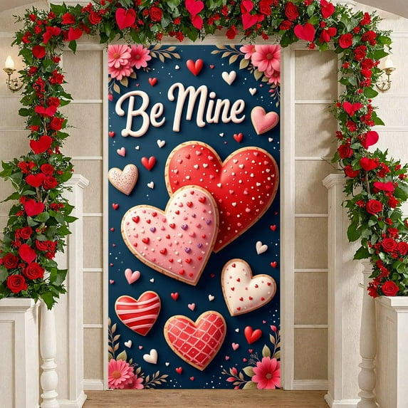 Heart-shaped Valentine Banner Red Pink Love Display Sweet Design Colorful Hearts Heart Backdrop for Valentine's Day Party Romantic Date Anniversary Celebration