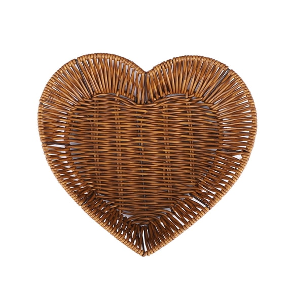Heart-shaped Wicker Bread Basket, Handwoven Storage Basket Dining Table Tray for Fruit Basket Vegetables Cosmetics in Home Restaurant & Bakery Picnics Camping and Gift Giving