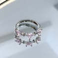 thumbnail image 1 of Adjustable Heart Ring For Women Pink Zirconium Silver, 1 of 5