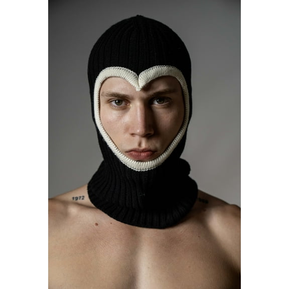 Heart shaped balaclava ski mask beanie cap hat designer style mask for winter and motor bike handmade with love