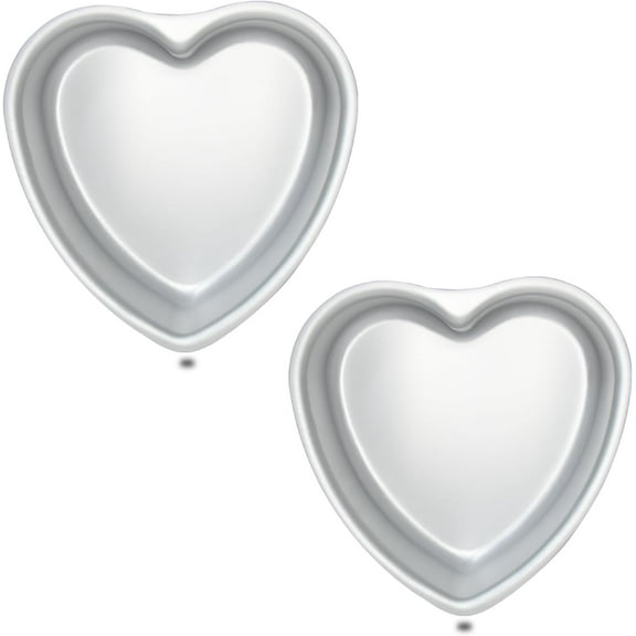 Heart-shaped cake pan, heart-shaped cake tin, aluminum, 6-inch heart-shaped, for weddings, Durable Anodized Aluminum Heart Cake Pans(2pcs - L)