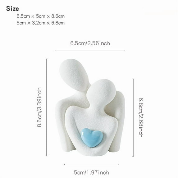 Heart-shaped ceramic figurine of couples, engraved with heart design, Valentine's Day/Christmas gift.