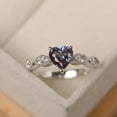 thumbnail image 1 of Heart shaped engagement ring, June birthstone, solid silver, alexandrite multi-stone milgrain ring, 1 of 5