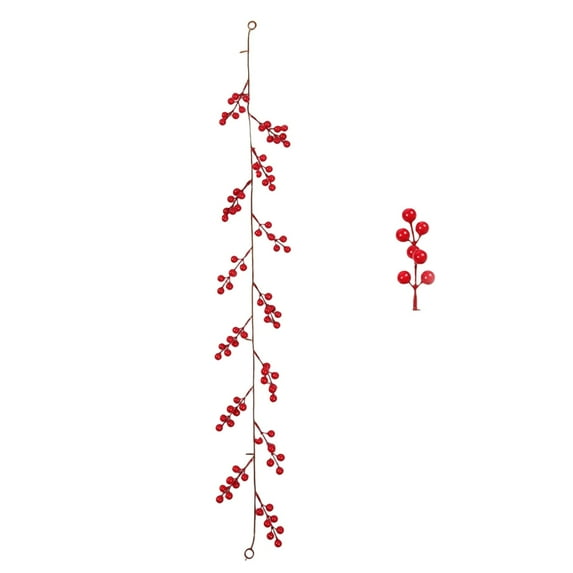 Heart-shaped floral decor for Valentine's Day Christmas Red Berry Garland Artificial Red And Berry Christmas Garland For Indoor Outdoor Home Fireplace Decoration For Winter Holiday New Year Decor