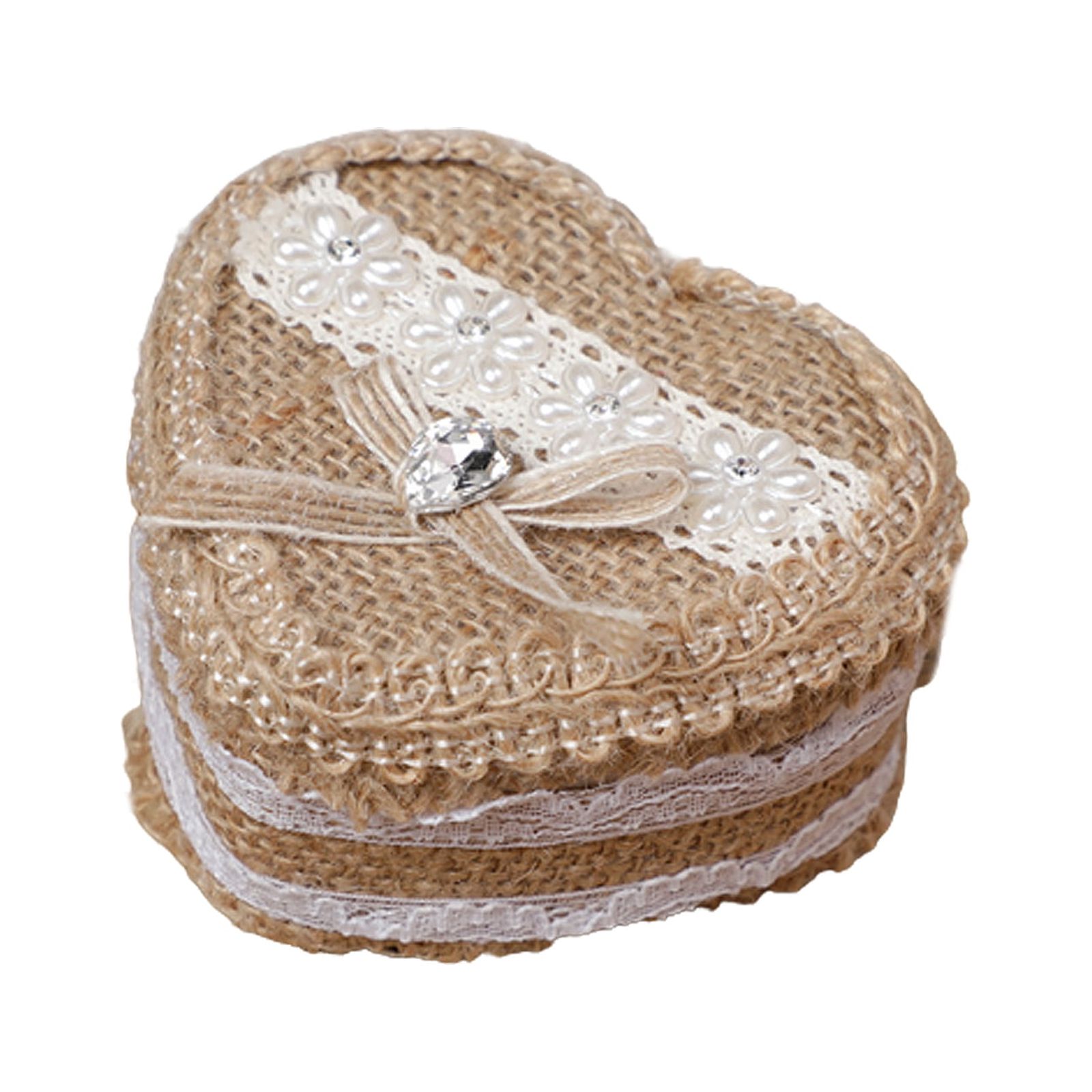Heartshaped linenshaped small ring box for wedding ceremony ring