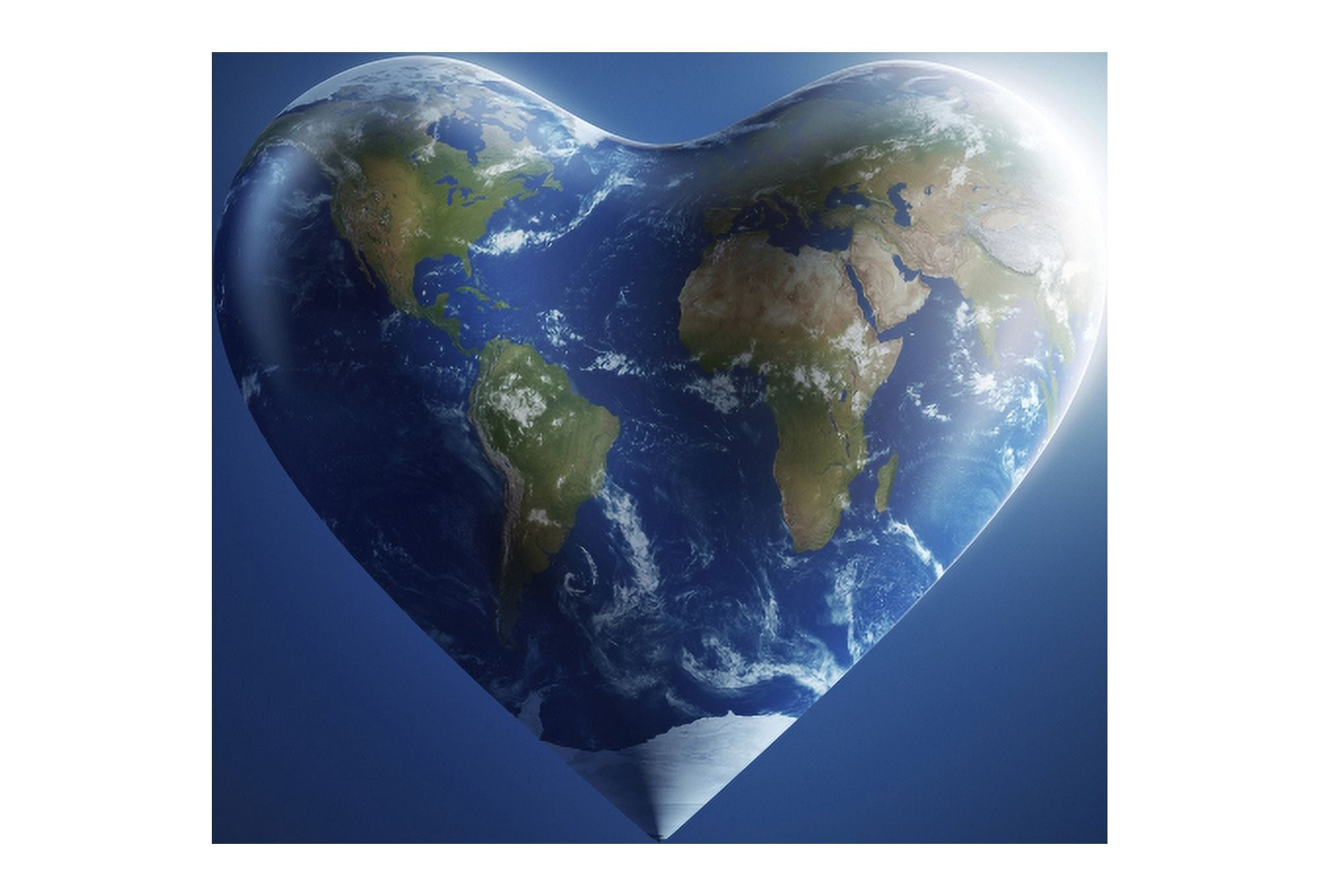 Heart-shaped planet Earth on a dark blue background Canvas Art - Evgeny KuklevStocktrek Images (17 x 12)