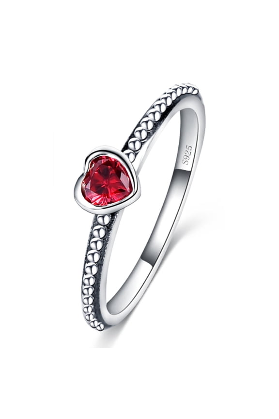 Womens Geometric Heart Ring Copper with Silver Plating Platinum Inlaid Gem European Souvenir Gift Individually Packaged Heart Shaped Ring for Women