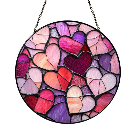 Heart shaped stained style hanging, romantic window decoration gift