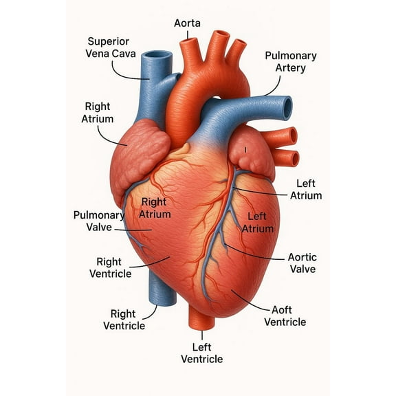 Heart structure poster Suitable for medical education posters for students, and can also be used as classroom and hospital office decoration