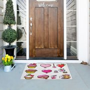 Heart-themed Illustrations Outdoor Doormats NonSlip Bath Rugs Absorbent Muddy Dirt Resist Door Mats 32x20