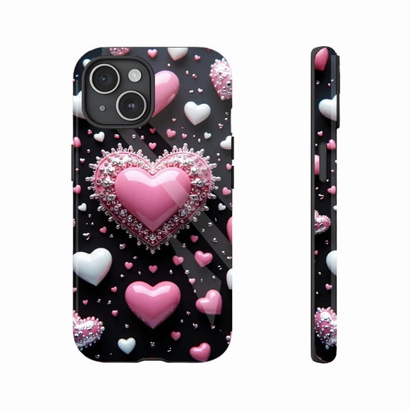 Heart - themed Sparkling Rhinestone Phone Case for Couples, Compatible with iPhone 11/12/13/14/15/16 (Pro Max/Plus) | Romantic Valentine's Day Gift for Her Him