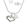 thumbnail image 1 of Heart with 3 AB Crystals - Believe Faith Prayer - M Initial Charm Necklace and Stud Earrings Jewelry Set, 1 of 1
