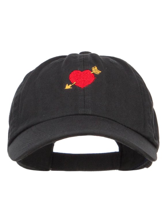 Heart with Arrow Embroidered Low Cap - Black OSFM