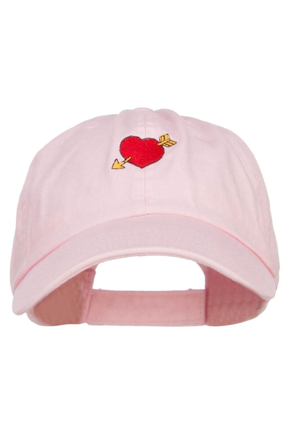 Heart with Arrow Embroidered Low Cap - Pink OSFM