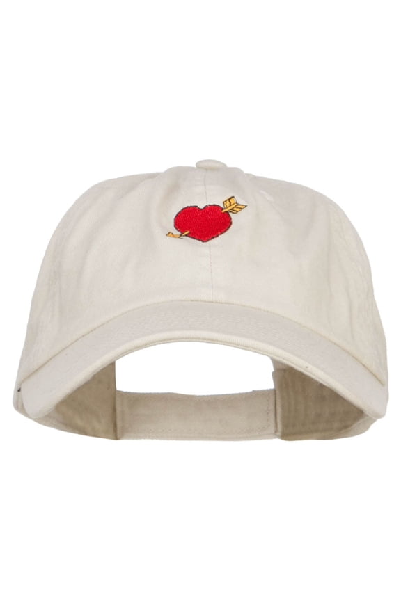 Heart with Arrow Embroidered Low Cap - Putty OSFM