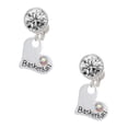 thumbnail image 1 of Heart with ''Basketball'' and AB Crystal Clear Crystal Clip On Earrings, 1 of 3