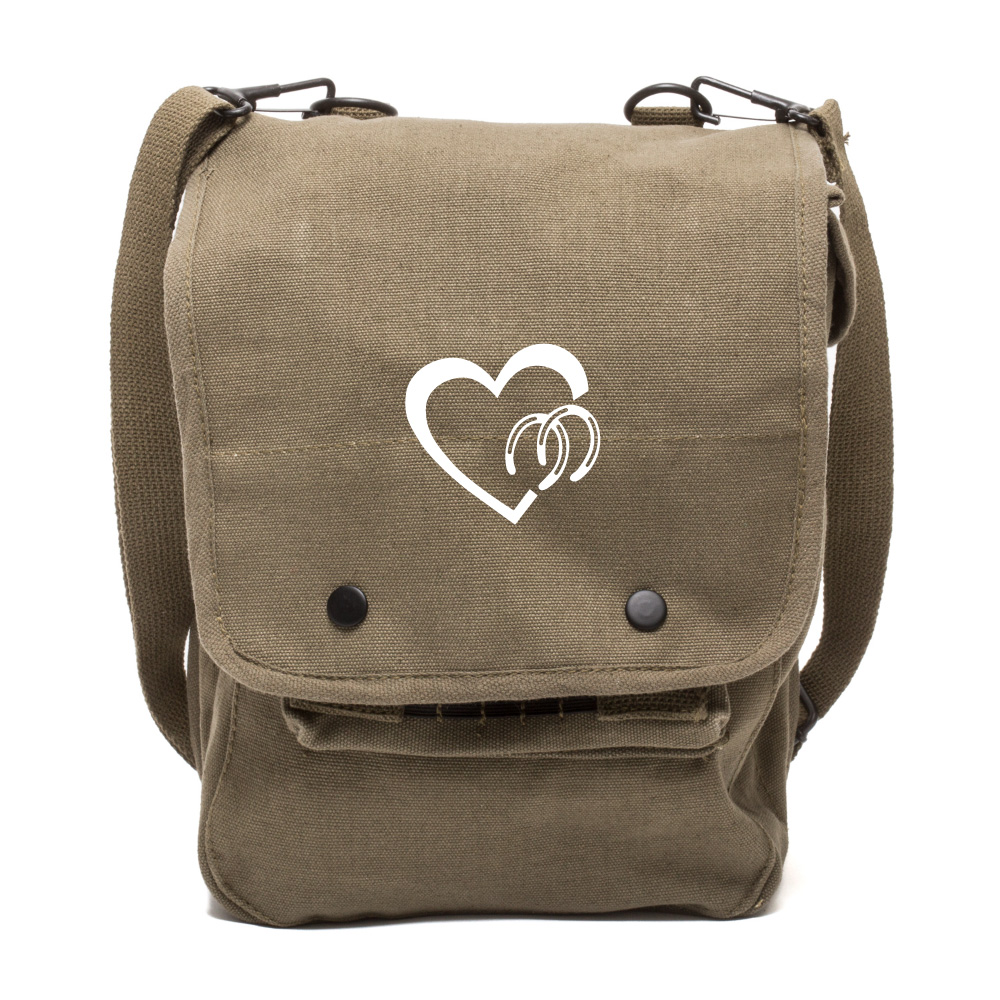 Heart with Horse Shoes Love Your Horses Canvas Travel Map Bag Case in Olive - image 1 of 3