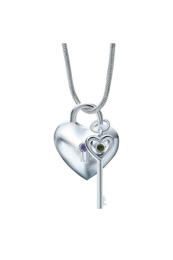Heart with Key Pendant Necklace Silver Plated Womens Ginger Lyne Collection