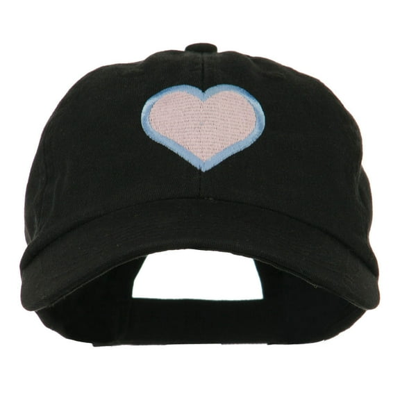 Heart with Outline Embroidered Cap - Black OSFM