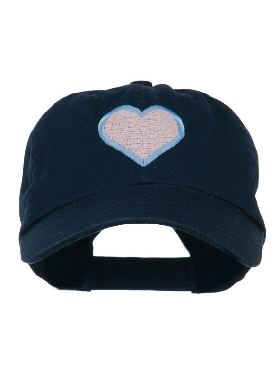 Heart with Outline Embroidered Cap - Navy OSFM