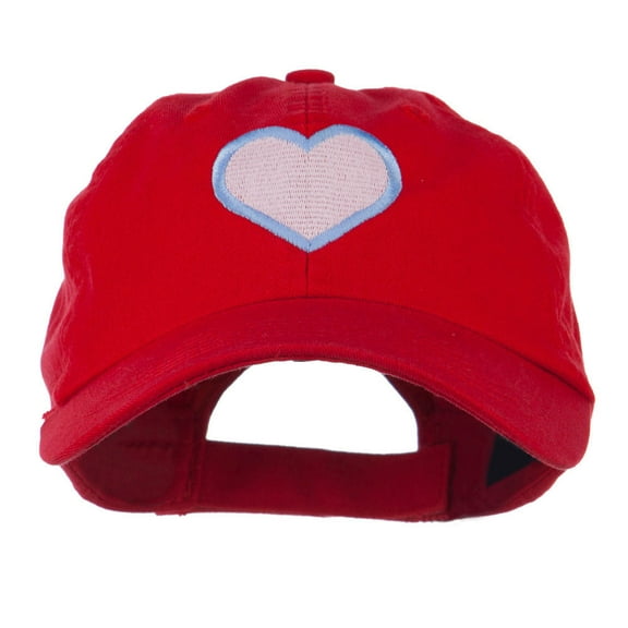Heart with Outline Embroidered Cap - Red OSFM
