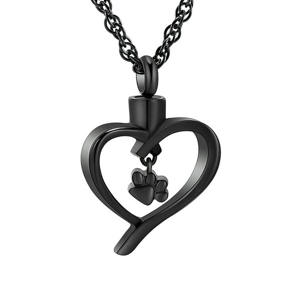 Heart with Paw Memorial Cremation Jewelry for Ashes Urn Necklace Lockets for Human Ashes Holder