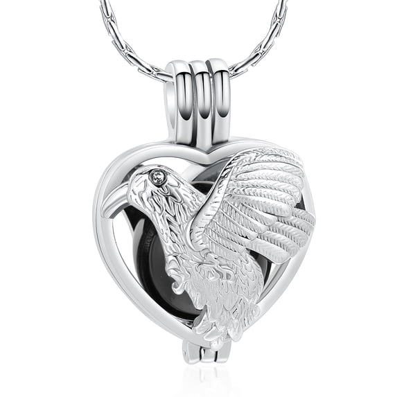 Heart with Pigeon Necklace that Opens inside Cremation Jewelry for Ashes Holder Pendent for Ashes and Chain Urn Necklace for Ashes of Loved One