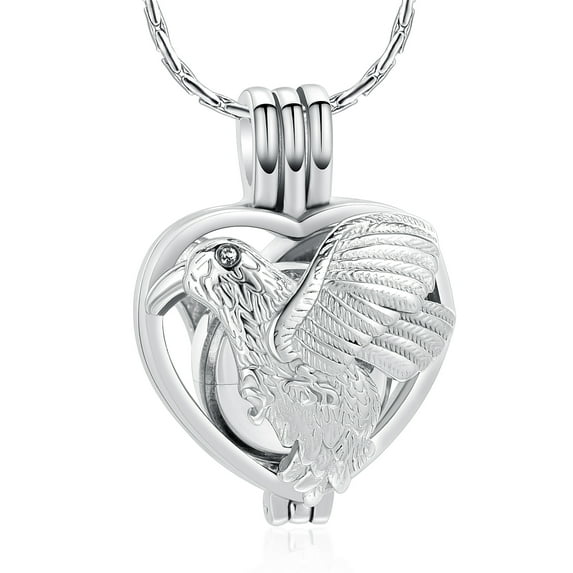 Heart with Pigeon Necklace that Opens inside Cremation Jewelry for Ashes Holder Pendent for Ashes and Chain Urn Necklace for Ashes of Loved One