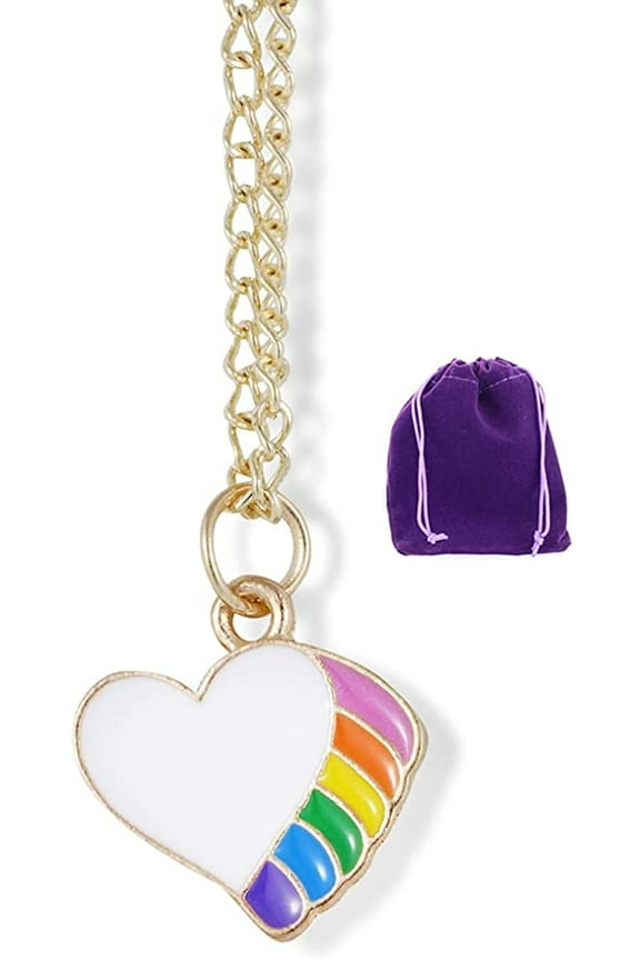 Heart with Side Rainbow Charm Chain Necklace