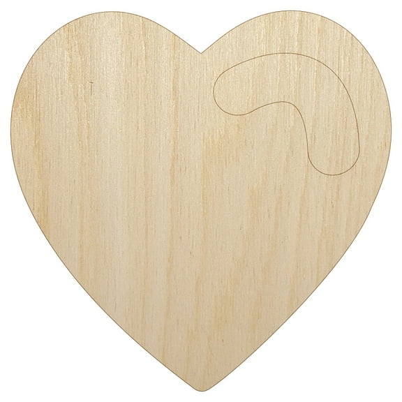 Heart with Swoop Wood Shape Unfinished Piece Cutout Craft DIY Projects - 6.25 Inch Size - 1/4 Inch Thick