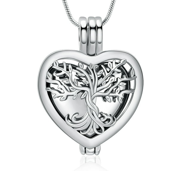 Heart with Tree of Life Hollow Cremation Pendant Small Urns For Ashes Keepsake Urn Necklace