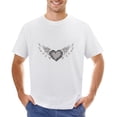 thumbnail image 1 of Heart with Wings Vintage T-shirt Mens Cotton Classic Crewneck Short Sleeve Tees Unisex White XS, 1 of 5