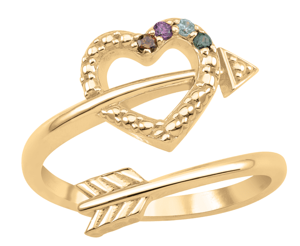 Heart with Arrow Personalized Ring by Jewlster in 10k Gold