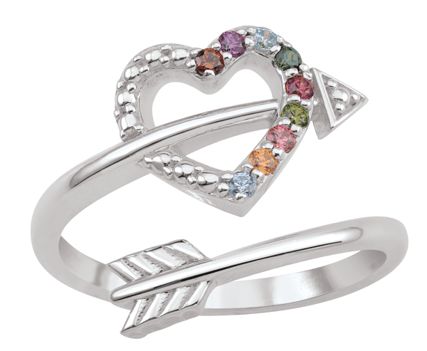 Heart with Arrow Personalized Sterling Silver Ring by Jewlster